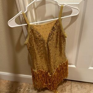 Weissman gold sequin jazz dance costume size adult small sa